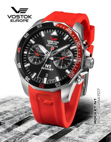 Vostok Europe Rocket N1 Chronograph ​225A707 Siliconestrap Red