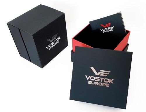Vostok Europe Systema Periodicum Neon Chronograph ​650E725 Black Leatherstrap